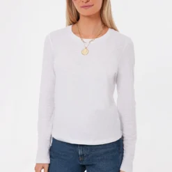 White Modern Slub Long Sleeve Tee