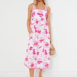 Exclusive Tropical Flower Pink Agate Dress