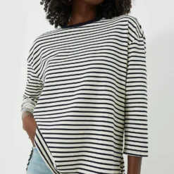 Navy Striped Knit Popover