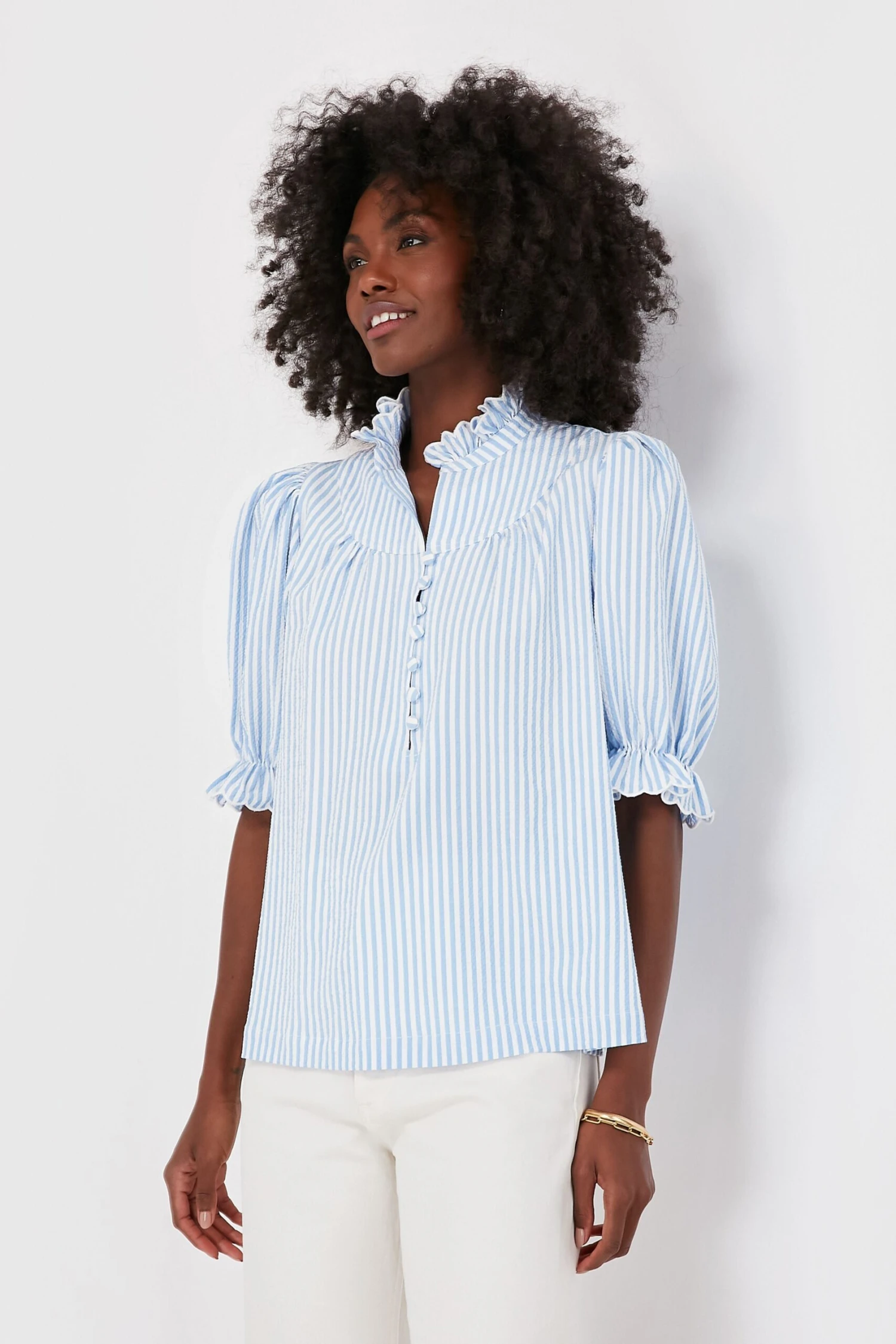 Blue Stripe Selena Blouse 1 Blue Stripe Selena Blouse