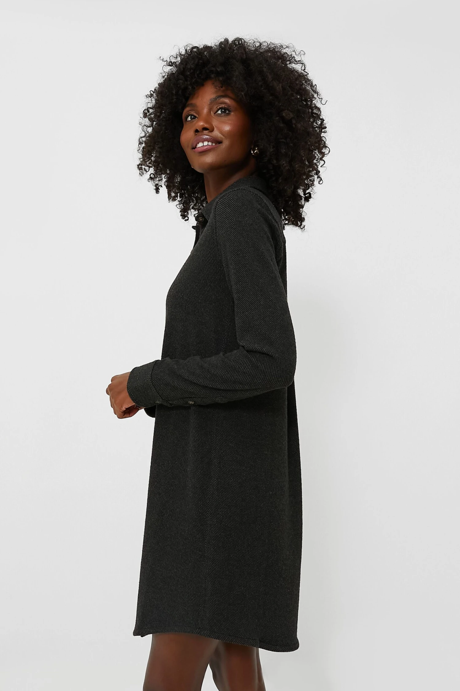 Heathered Black Twill Legend Sweater Dress 3 Heathered Black Twill Legend Sweater Dress - Image 3