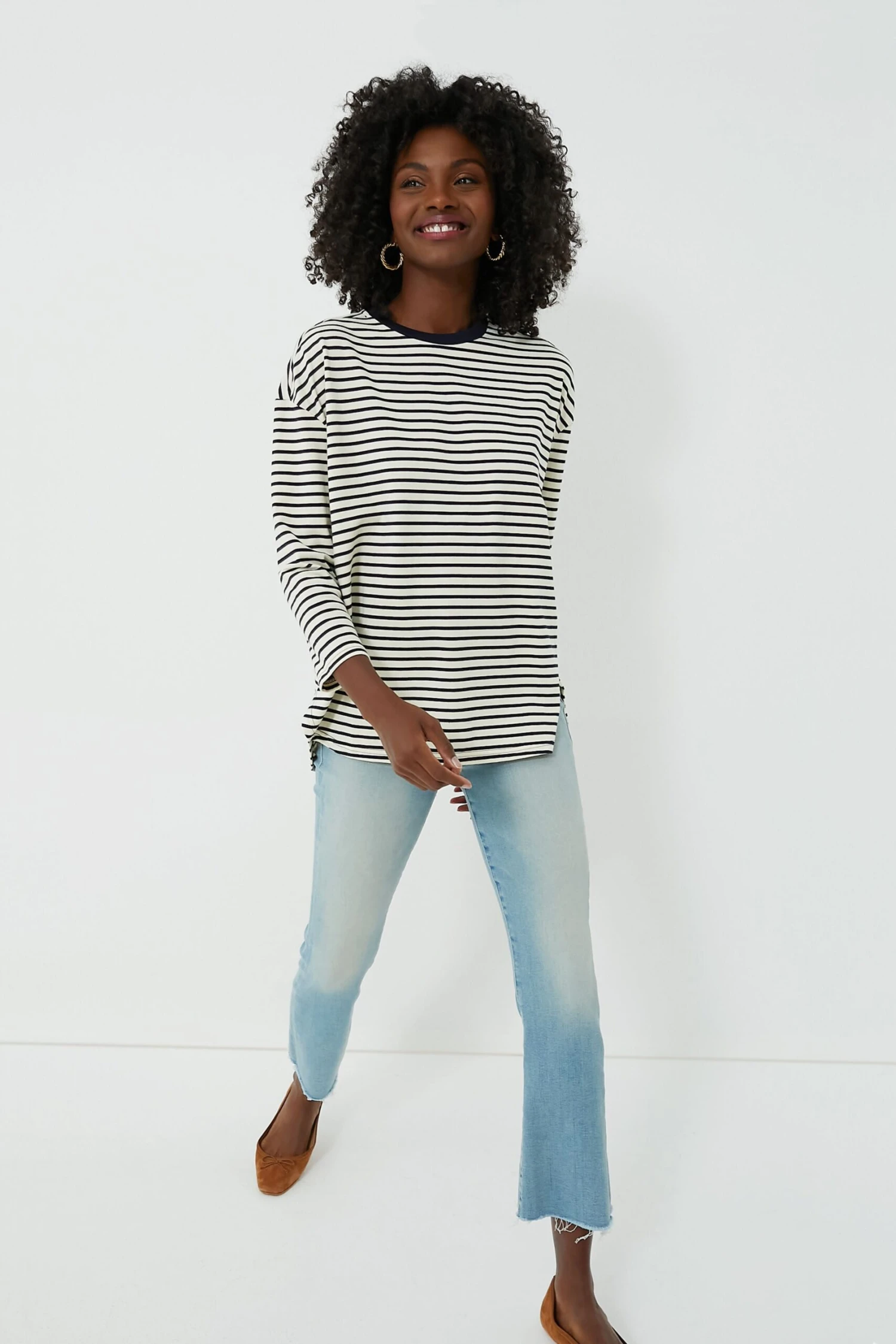 Navy Striped Knit Popover 2 Navy Striped Knit Popover - Image 2