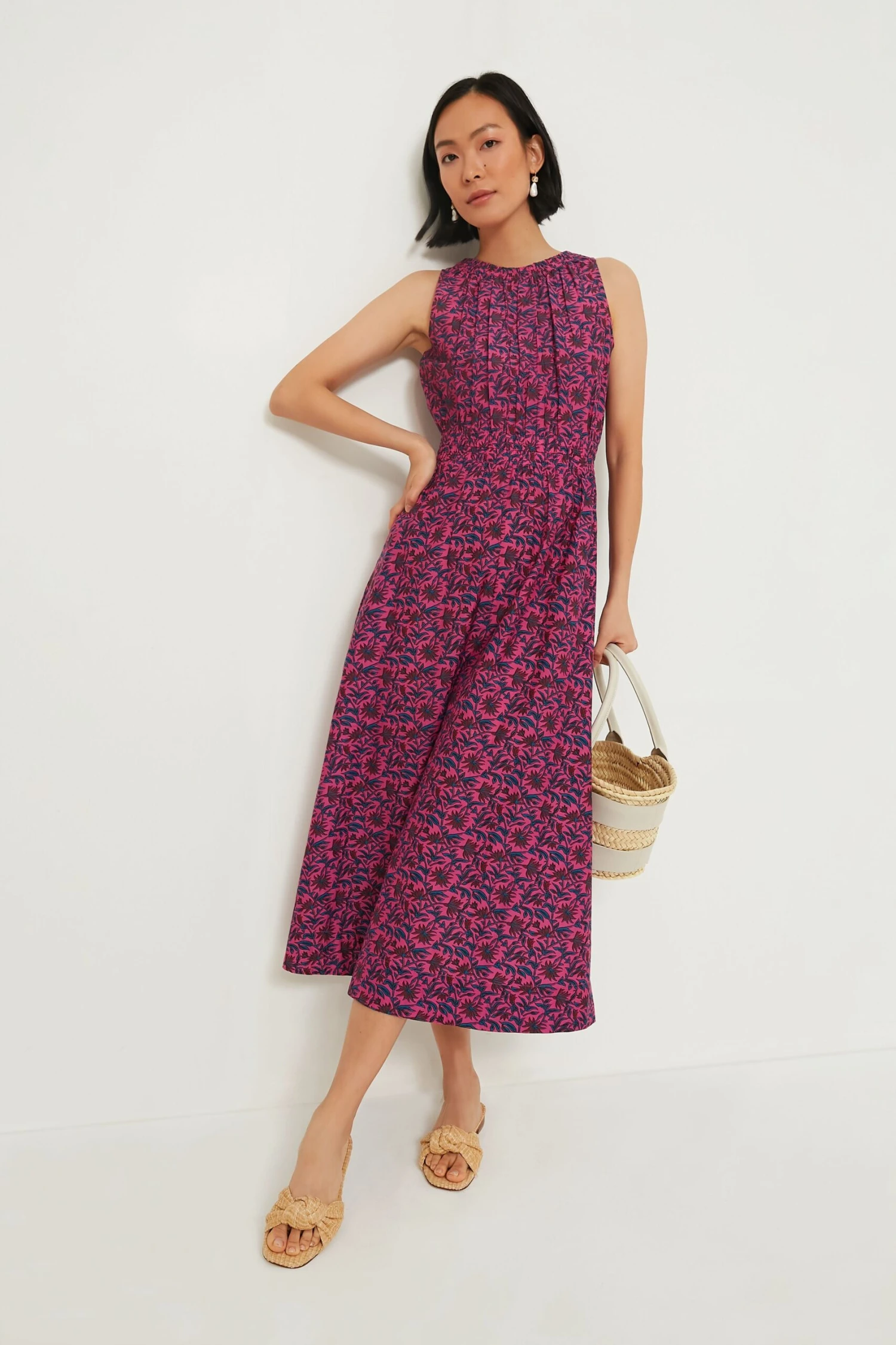 Palm Floral Fuchsia Bali Tank Dress 2 Palm Floral Fuchsia Bali Tank Dress - Image 2