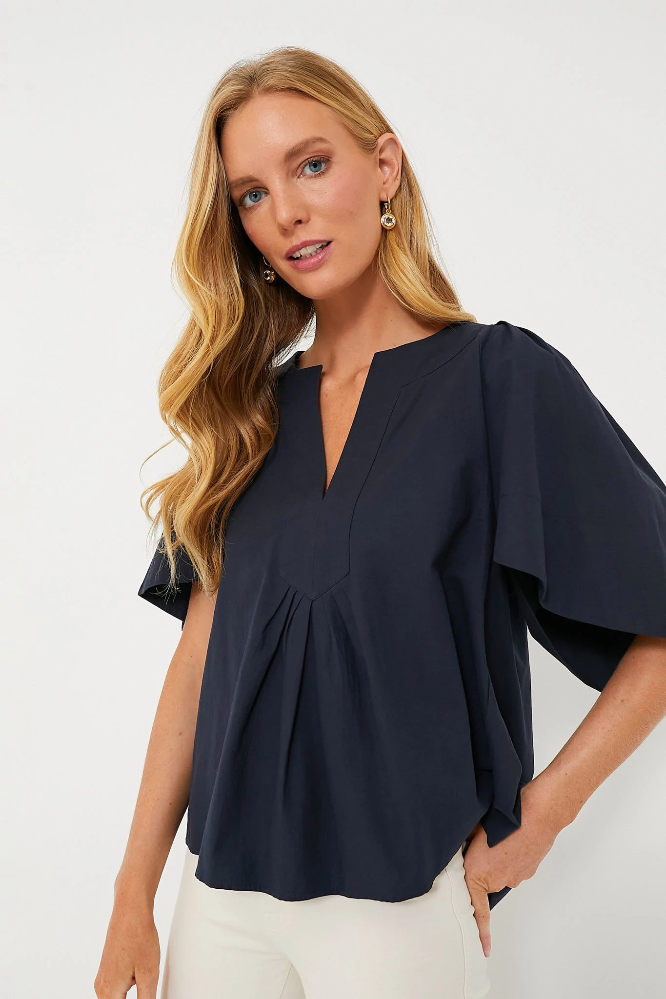 Navy Finley Flutter Sleeve Top 1 Navy Finley Flutter Sleeve Top