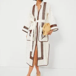 Antique White And Chocolate Embroidered Tulip Dress