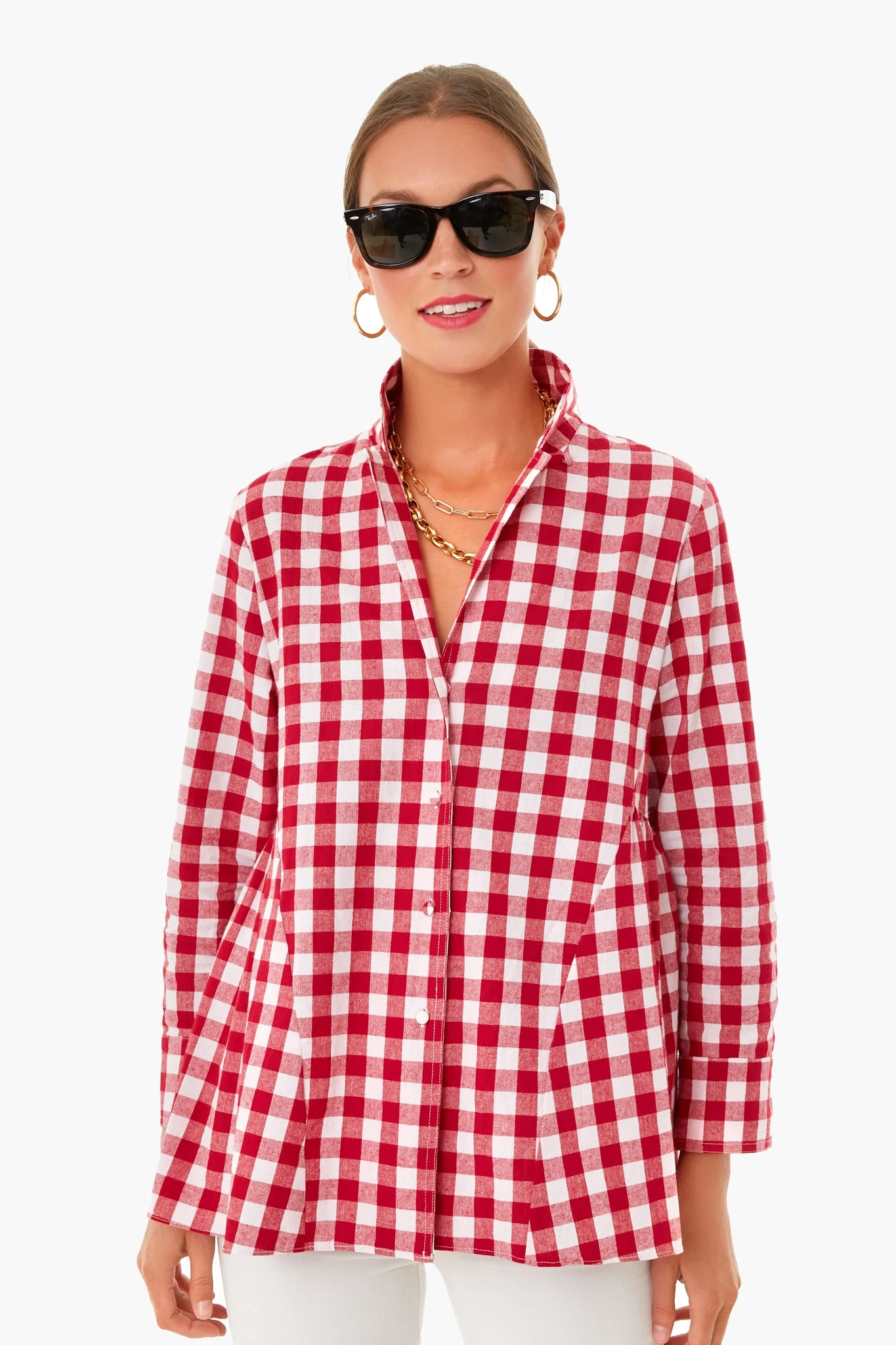 Apple Red Gingham Scarlett Button Down 1 Apple Red Gingham Scarlett Button Down