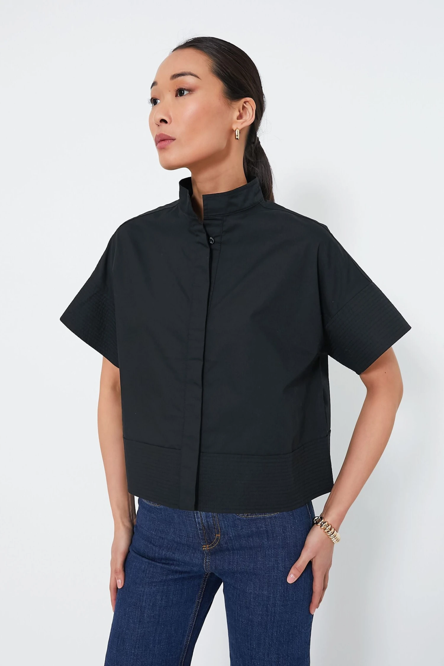 Black Trapunto Stitch Sofia Shirt 1 Black Trapunto Stitch Sofia Shirt