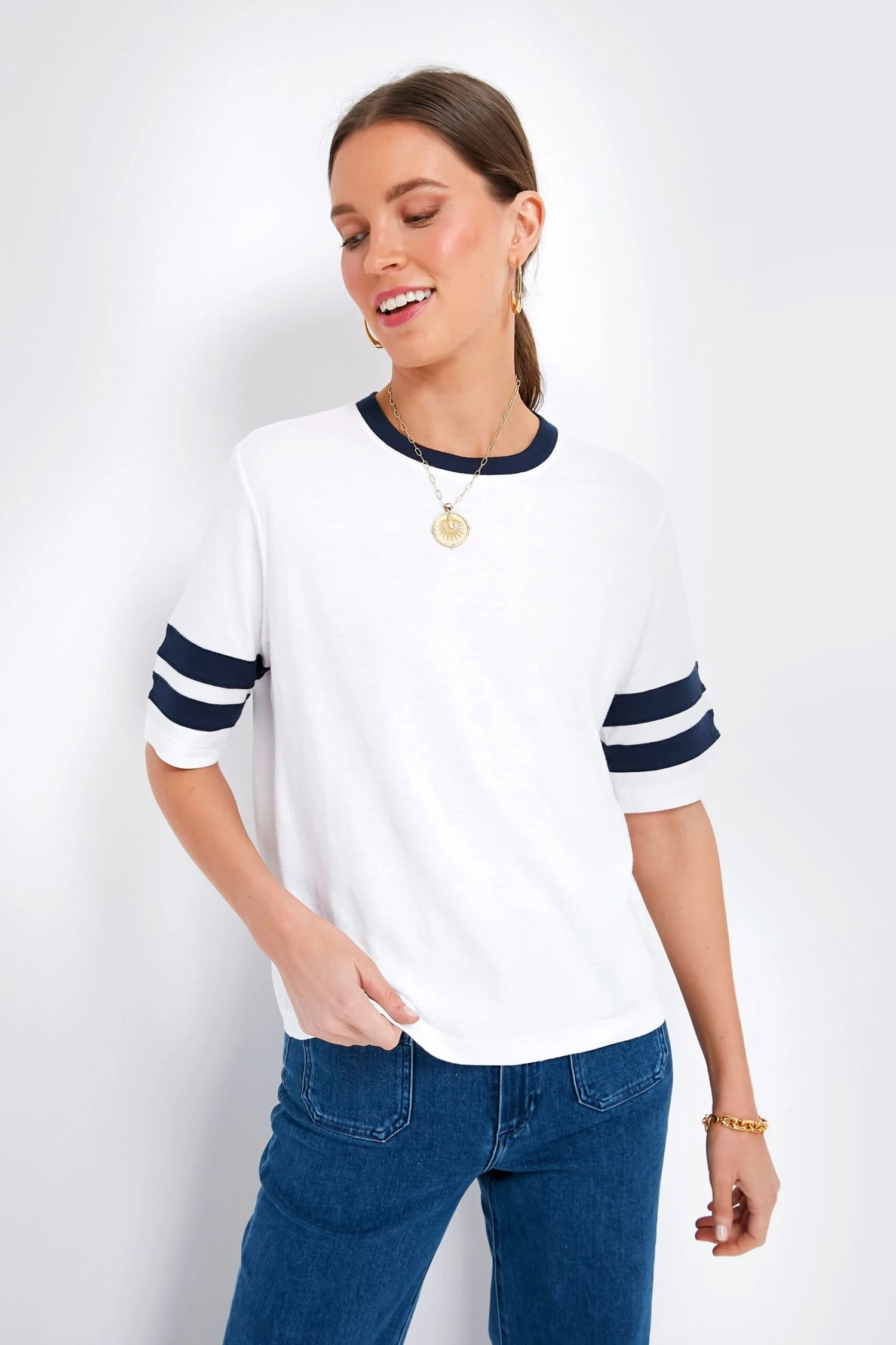 Bright White Cloud Varsity Tee 1 Bright White Cloud Varsity Tee