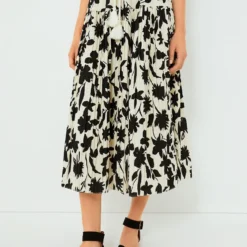 Exclusive Ivory Floral Midi Skirt