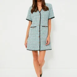 Blue Tweed Josephine Dress