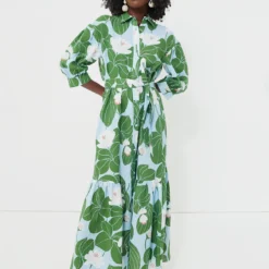 Green Waterlily Bianca Linen Dress