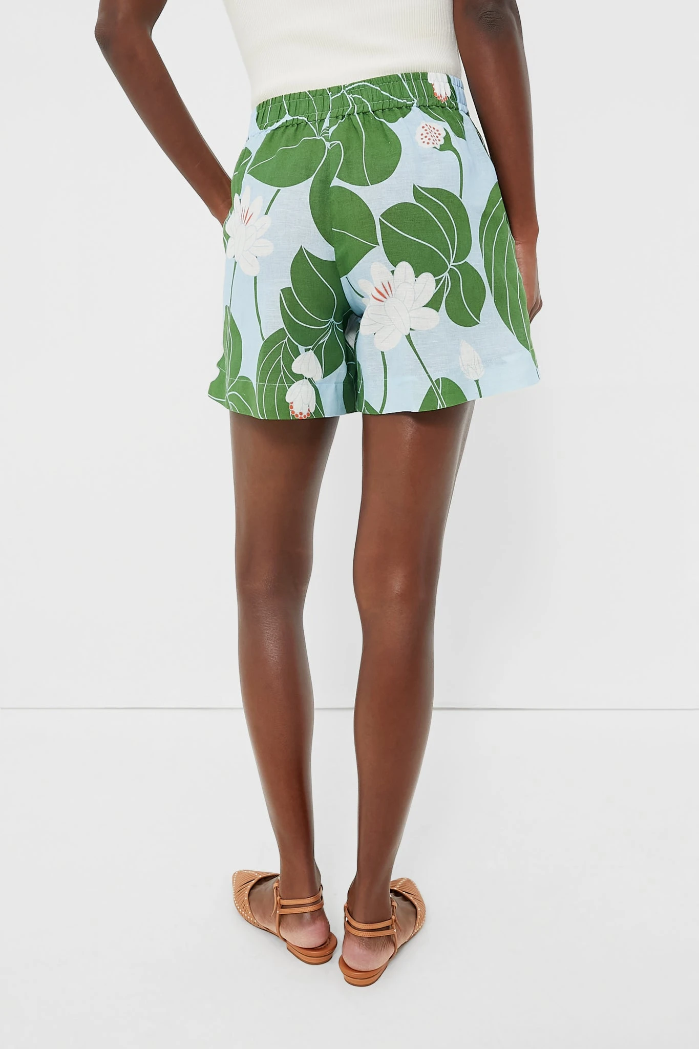 Green Waterlily Bizzy Linen Shorts 4 Green Waterlily Bizzy Linen Shorts - Image 4