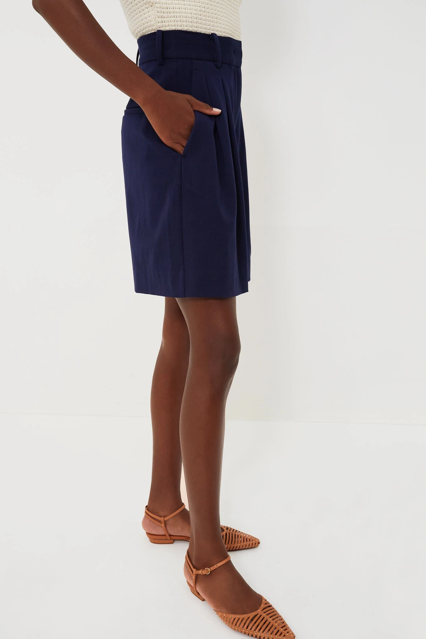 Staud Navy Long Luisa Shorts 3 Staud Navy Long Luisa Shorts - Image 3