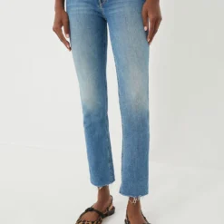 MOTHER Riding The Cliffside Mid Rise Dazzler Ankle Fray