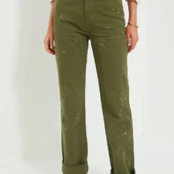 Veronica Beard Army Dylan Paint Splatter Pant With Patch