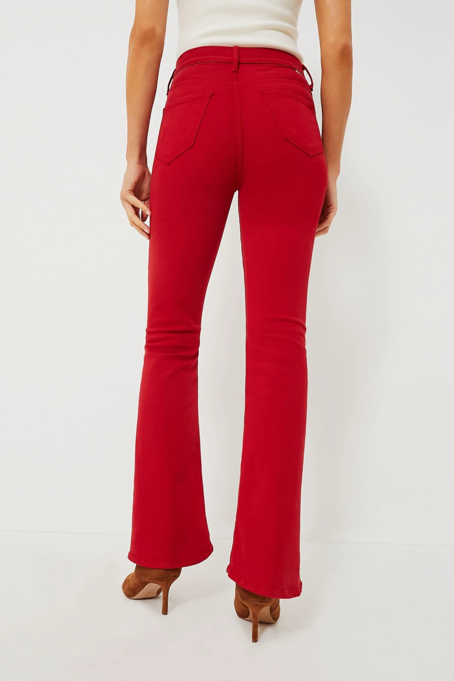 MOTHER Haute Red High Waisted Weekender Skimp 4 MOTHER Haute Red High Waisted Weekender Skimp - Image 4