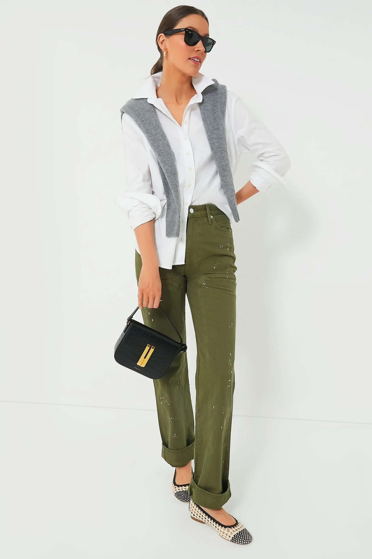 Veronica Beard Army Dylan Paint Splatter Pant With Patch 2 Veronica Beard Army Dylan Paint Splatter Pant With Patch - Image 2