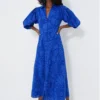 Royal Blue Button Front Brady Maxi Dress