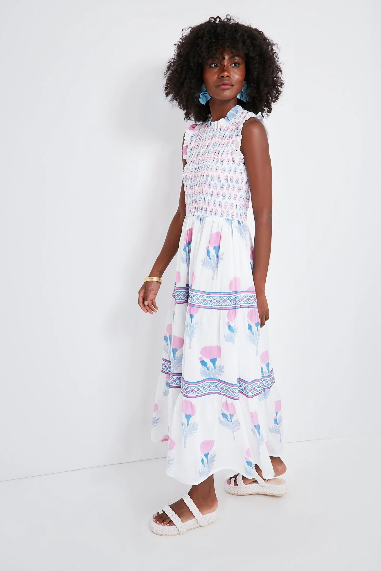 Exclusive Pink Bloom Sleeveless Smocked Maxi Dress 3 Exclusive Pink Bloom Sleeveless Smocked Maxi Dress - Image 3
