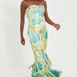 Blue Janis Strapless Midi Dress