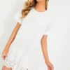 White Elysse Embroidery Shortsleeve Tunic