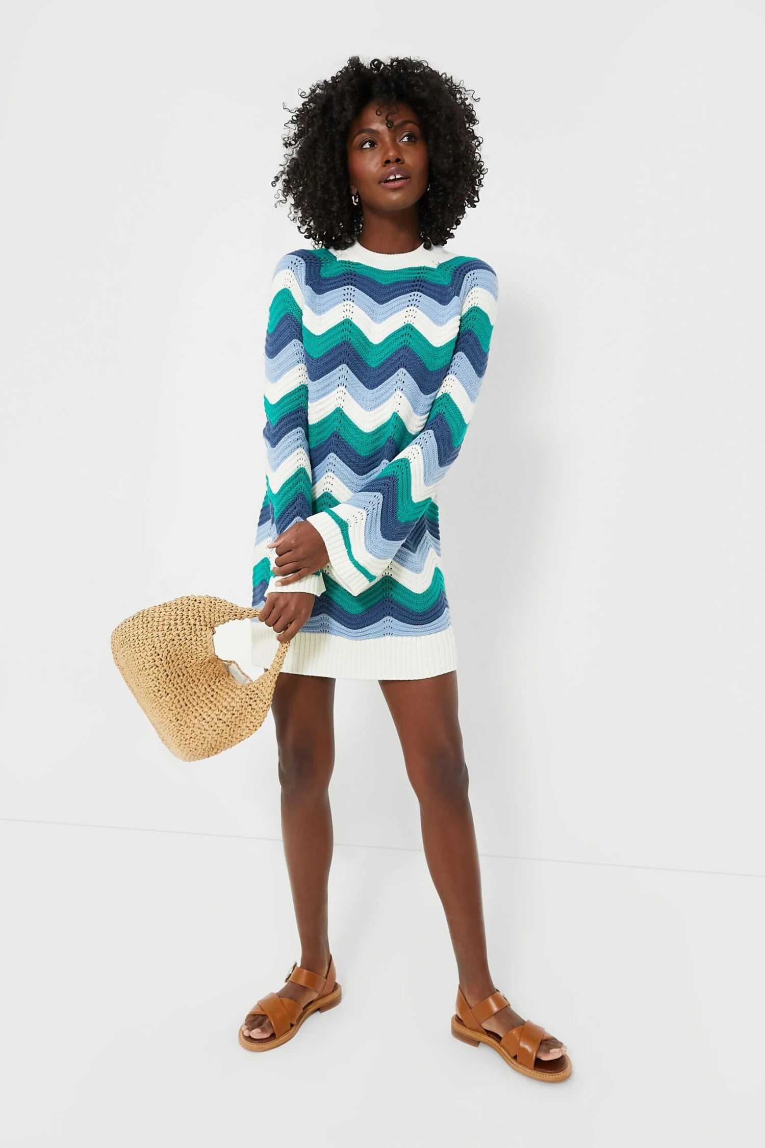 Aqua Wavy Bell Sleeve Beatriz Mini Dress 2 Aqua Wavy Bell Sleeve Beatriz Mini Dress - Image 2