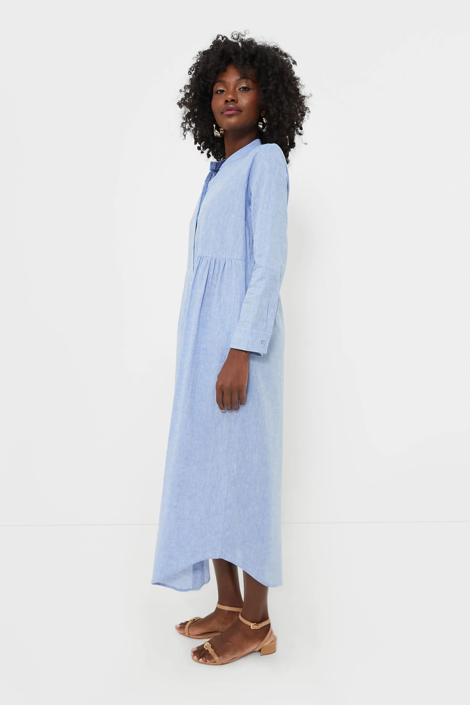 Chambray Linen Lydell Maxi Dress 3 Chambray Linen Lydell Maxi Dress - Image 3