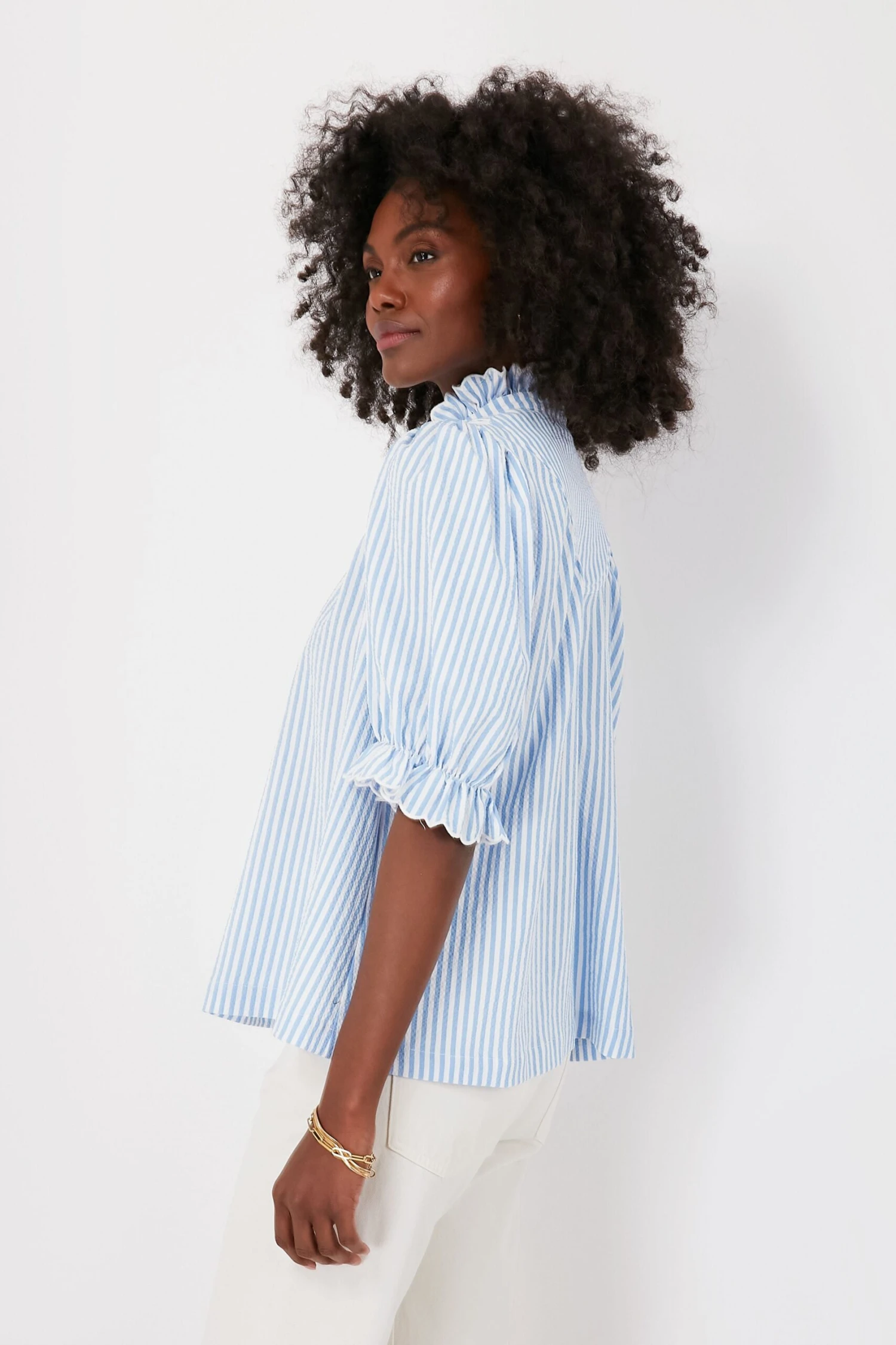 Blue Stripe Selena Blouse 3 Blue Stripe Selena Blouse - Image 3