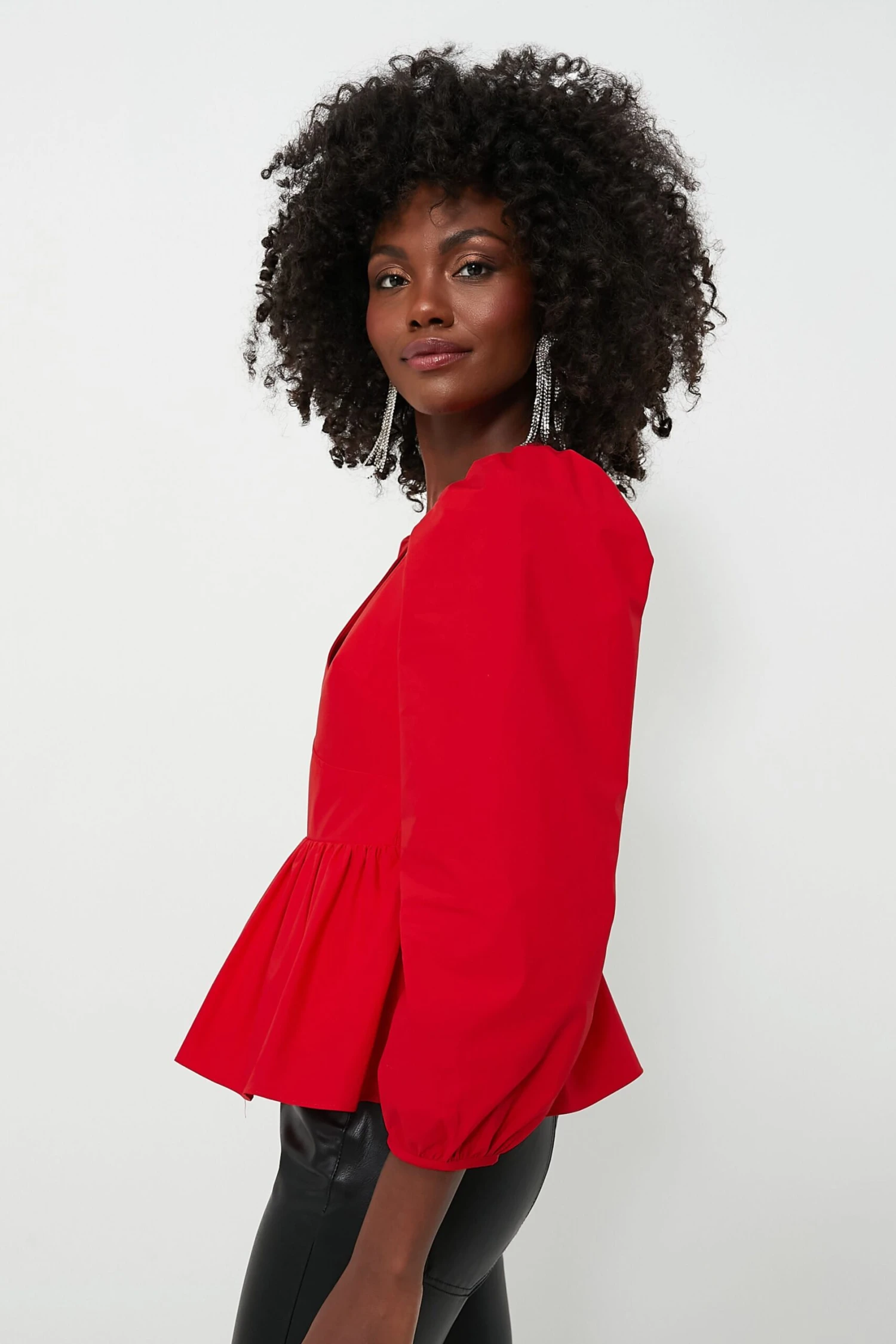 Red Puff Sleeve Elaina Blouse 3 Red Puff Sleeve Elaina Blouse - Image 3
