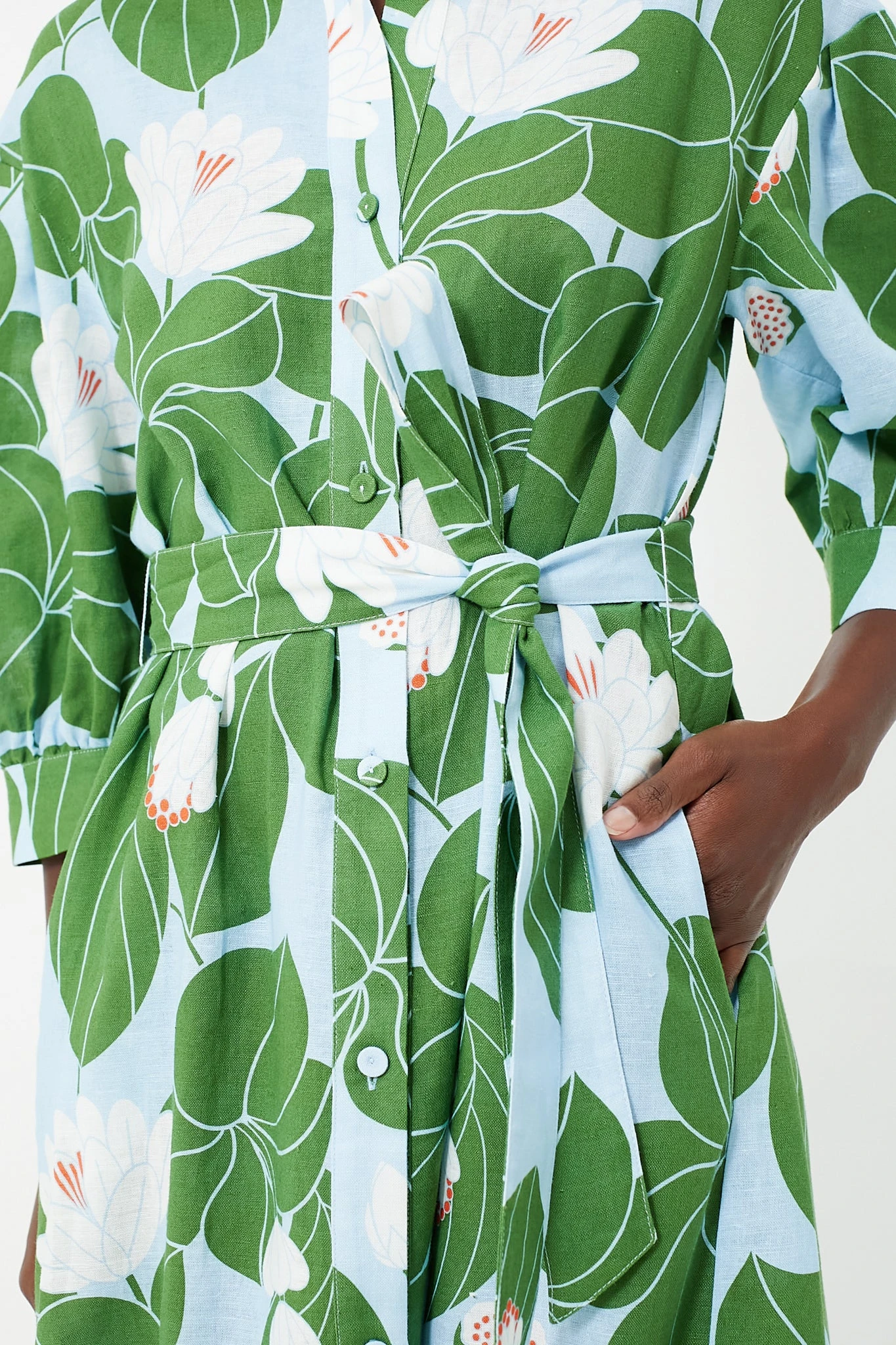 Green Waterlily Bianca Linen Dress 5 Green Waterlily Bianca Linen Dress - Image 5