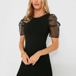 Black Tulle Sleeve Darby Dress