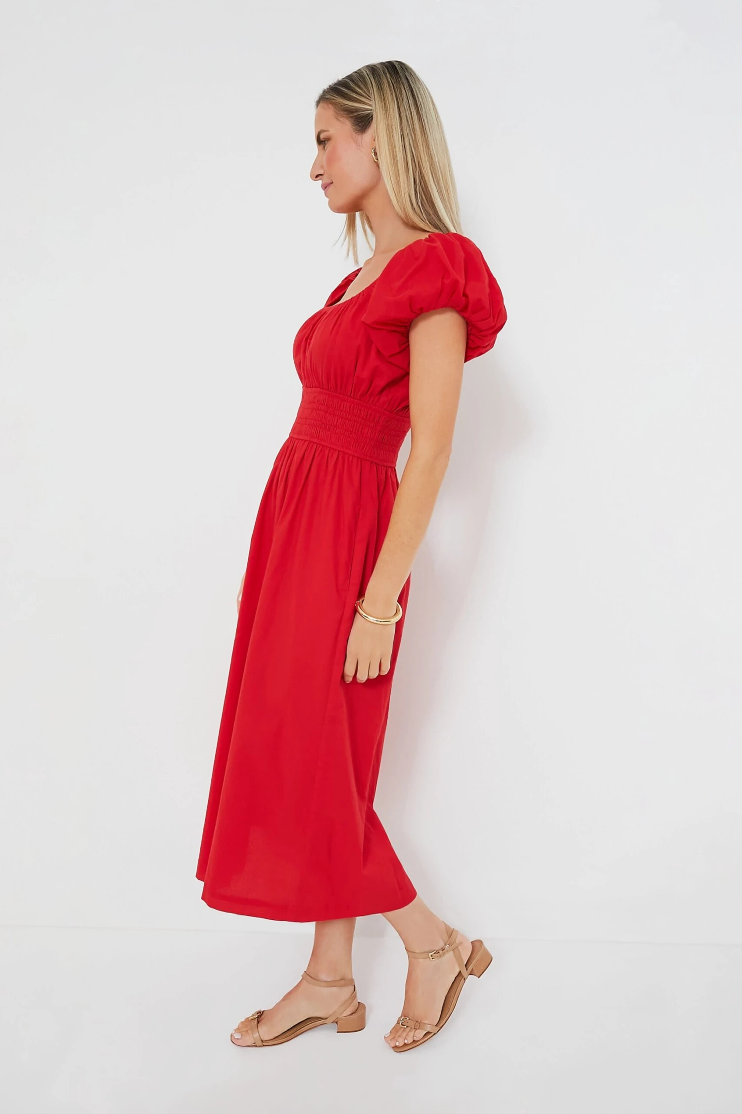 Red Puff Sleeve Flynn Dress 3 Red Puff Sleeve Flynn Dress - Image 3