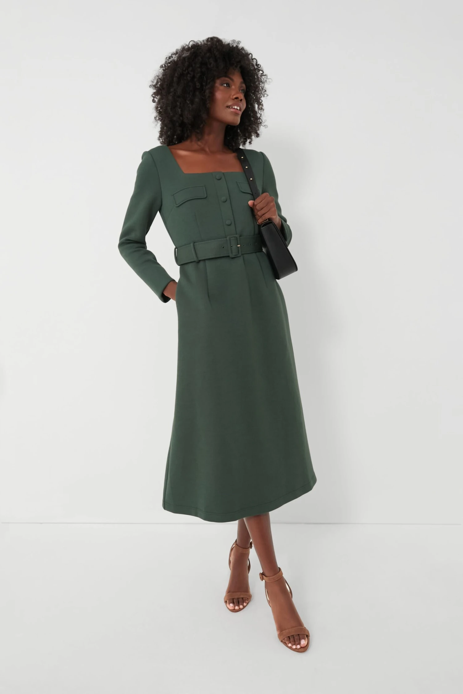 Forest Green Long Sleeve Elle Dress 2 Forest Green Long Sleeve Elle Dress - Image 2