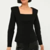 Black Long Sleeve Hepburn Blouse