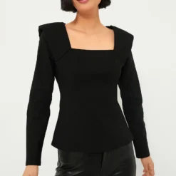 Black Long Sleeve Hepburn Blouse
