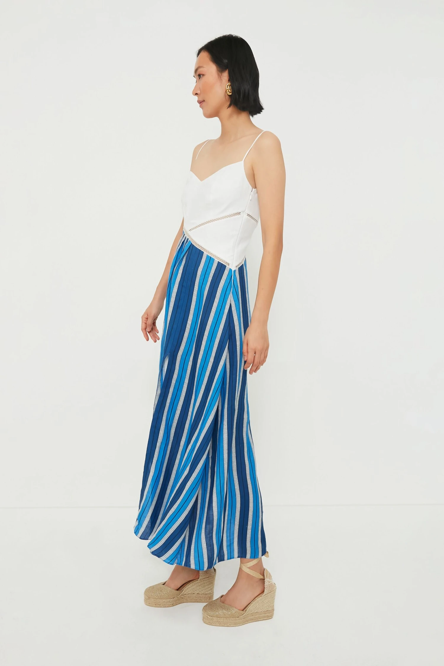 White & Blue Stripe Linen Maxi Dress 3 White & Blue Stripe Linen Maxi Dress - Image 3