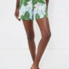 Green Waterlily Bizzy Linen Shorts
