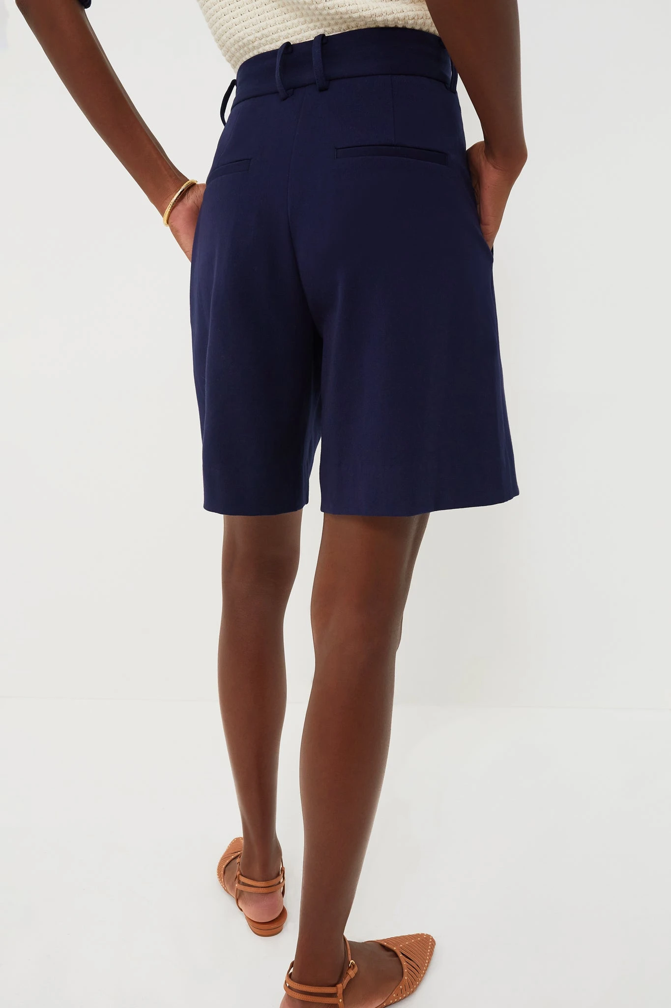 Staud Navy Long Luisa Shorts 4 Staud Navy Long Luisa Shorts - Image 4