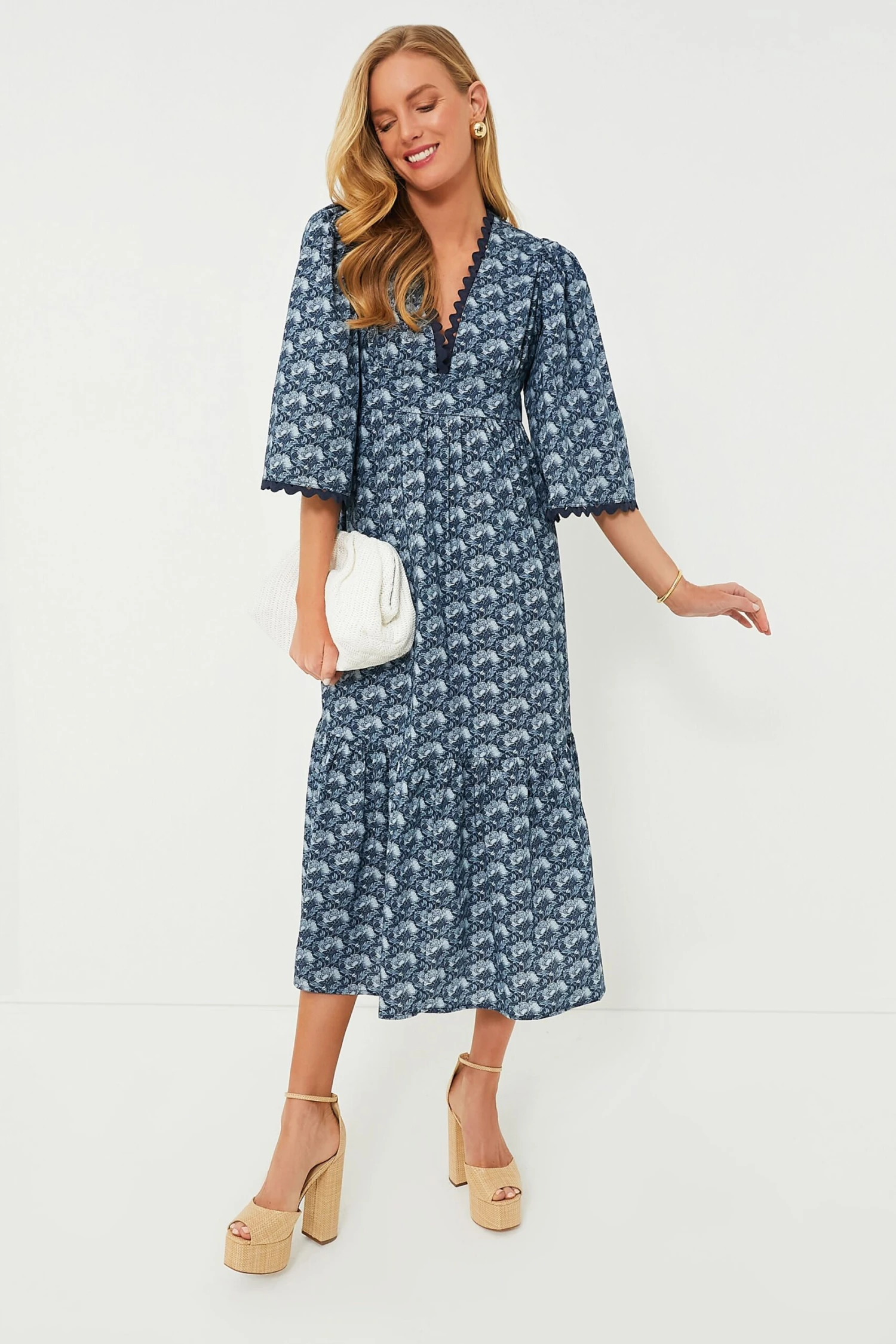 Slate Blue Floral Rhoda Ric-Rac Maxi Dress 2 Slate Blue Floral Rhoda Ric-Rac Maxi Dress - Image 2