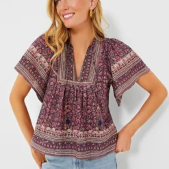 Brown Pink Metallic Angel Top