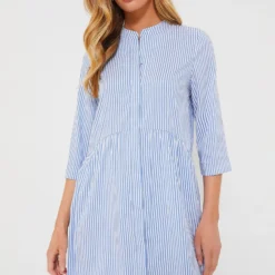 Blue Stripe Royal Shirt Dress