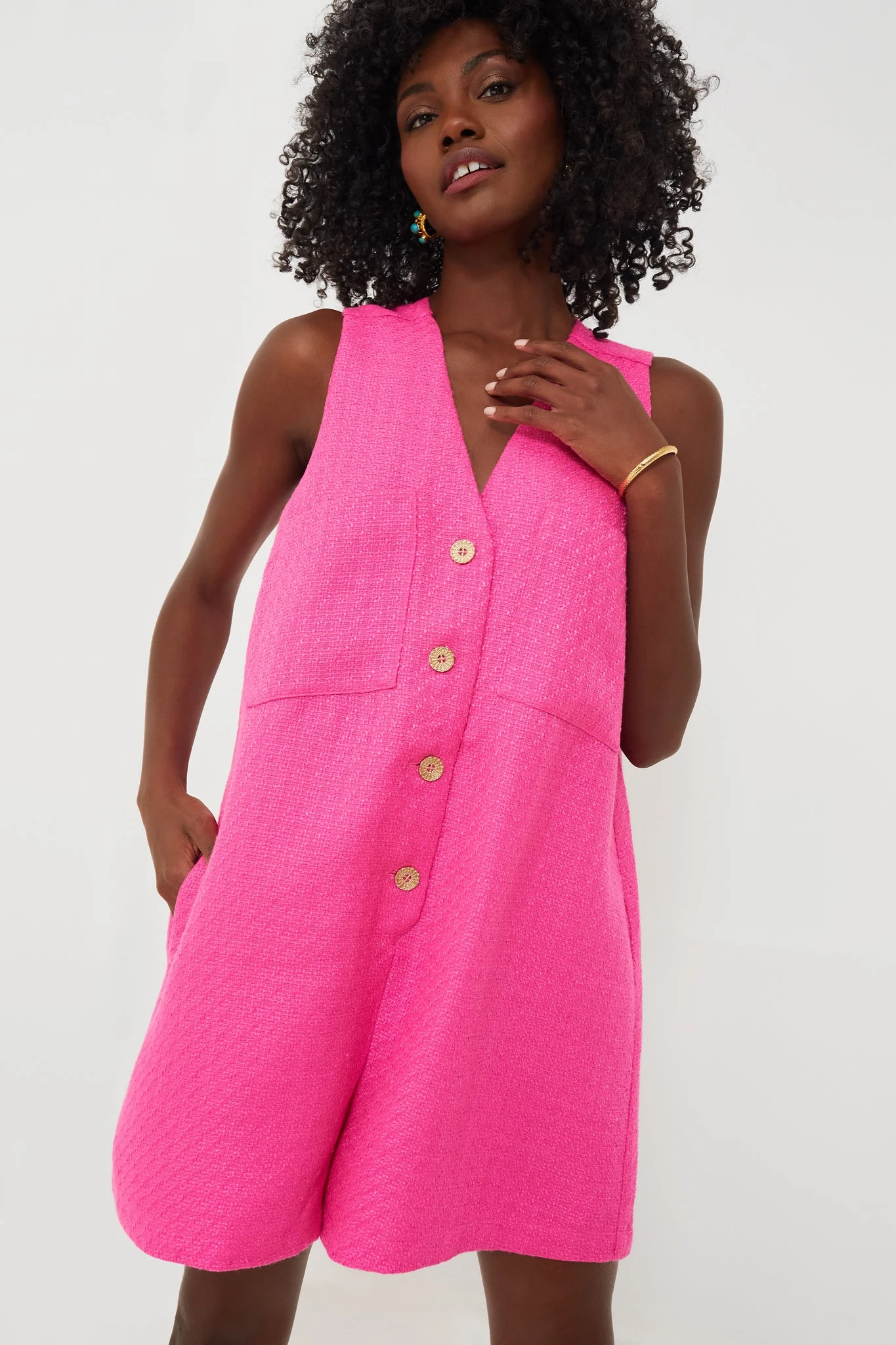 Hot Pink Textured Myla Romper 2 Hot Pink Textured Myla Romper - Image 2