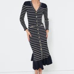 Navy Stripe Marina Midi Dress